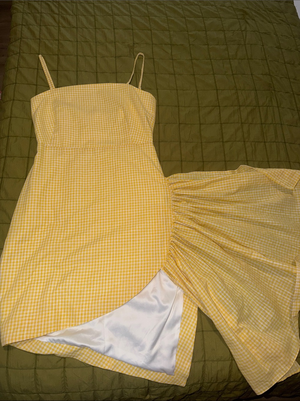 Osman Yousefzada Yellow Plaid Ruffle Dress Size 4
